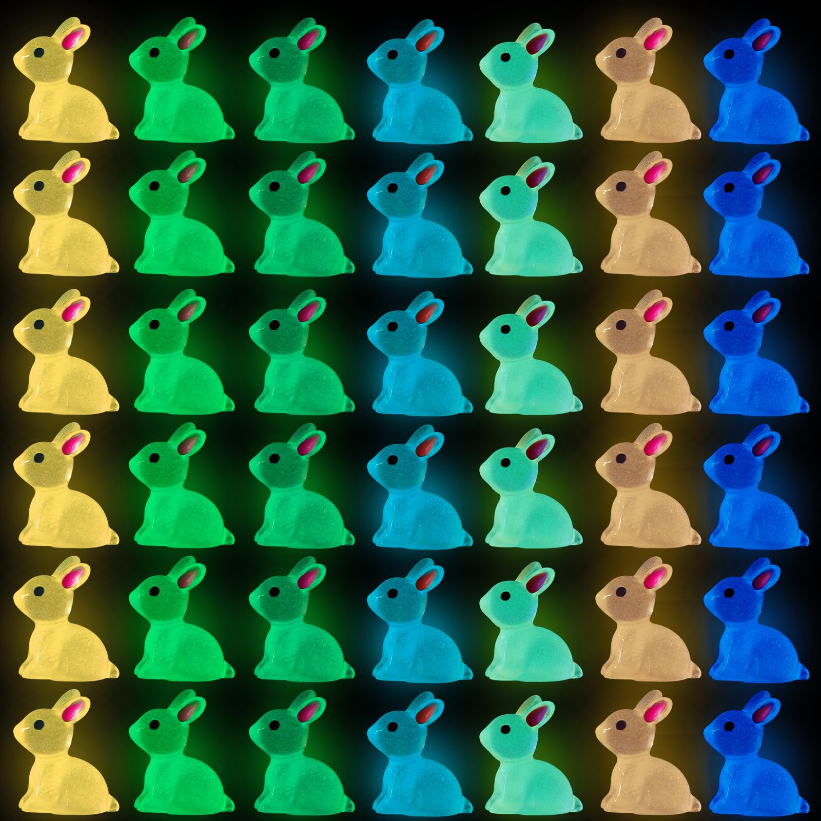 DULEFUN Easter luminous bunny 70pcs glows in the dark for festive decor.