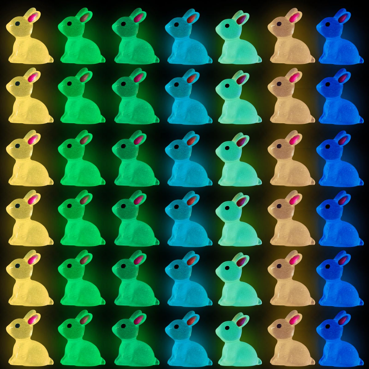 DULEFUN Easter luminous bunny 70pcs glows in the dark for festive decor.
