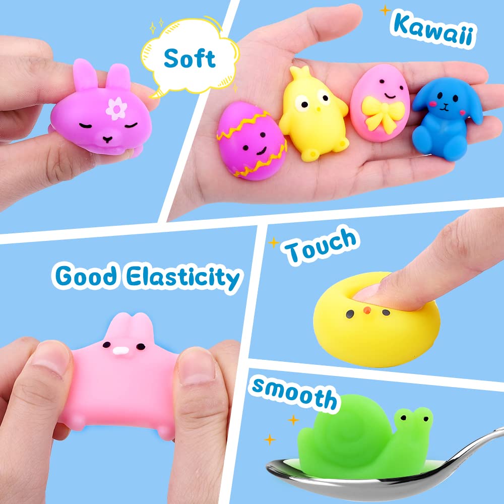 DULEFUN Easter Mochi Egg Squishy for Easter baskets and fidget use.