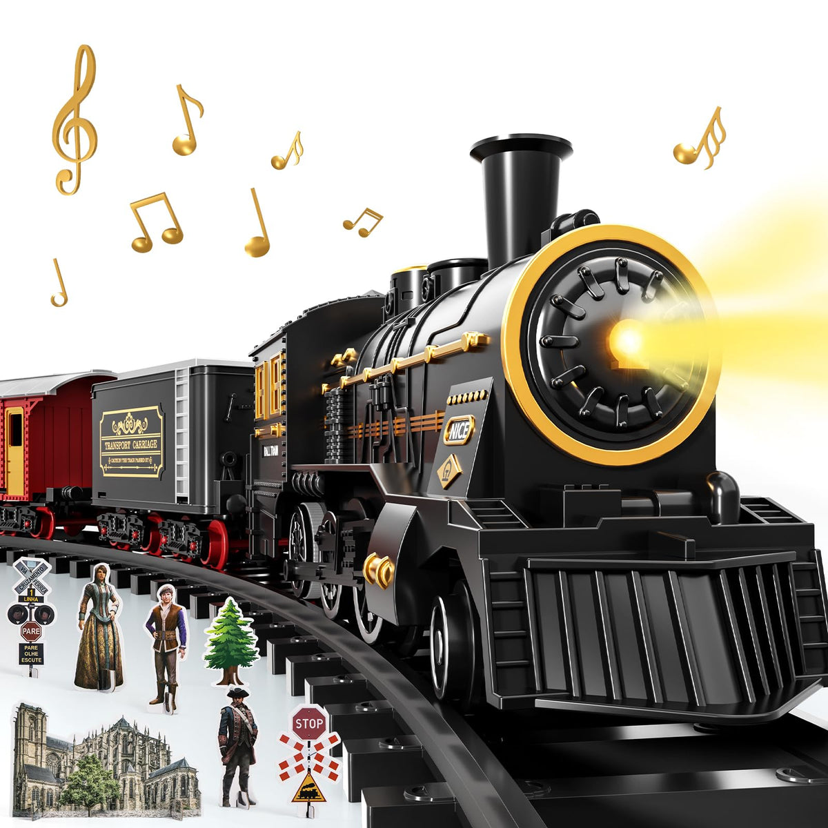 DULONIME locomotive on track supports imaginative play and fine motor development.