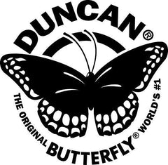 Duncan Butterfly Yo-Yo blue plastic body demonstrates impact resistance for practice.
