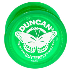 Duncan Butterfly Yo-Yo green body showcases durable plastic construction