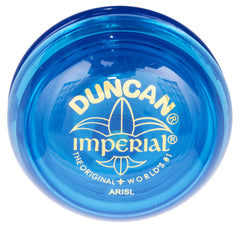 Duncan Imperial Yo-Yo blue front view highlighting durable plastic body for everyday practice