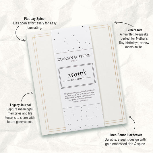 DUNCAN & STONE PAPER CO. gold embossed spine adds refined detail to the memoir journal