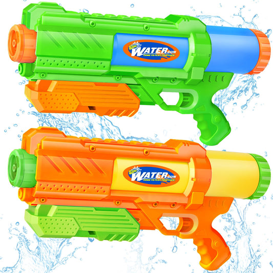 Two-pack DUNEMEI water guns ready for pool play with 1200cc capacity