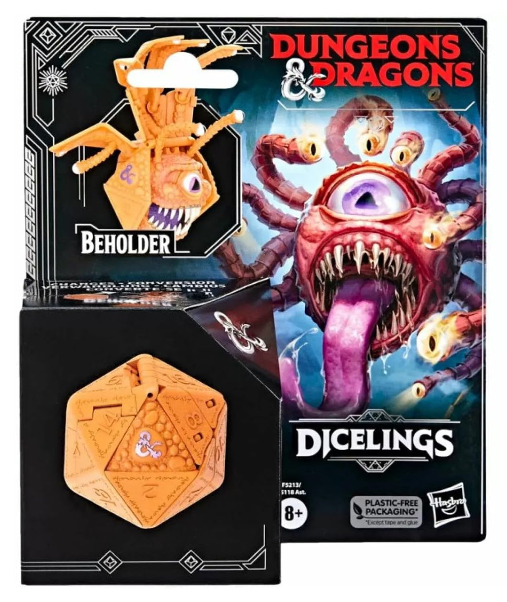 Dungeons & Dragons Dicelings Beholder in giant d20 conversion ready for display.