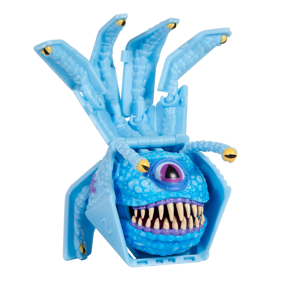 Dungeons & Dragons Dicelings Blue Beholder in giant d20 mode for play display.