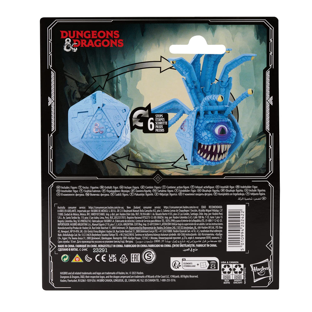 Dungeons & Dragons Dicelings Blue Beholder close-up highlights Beholder eyes.
