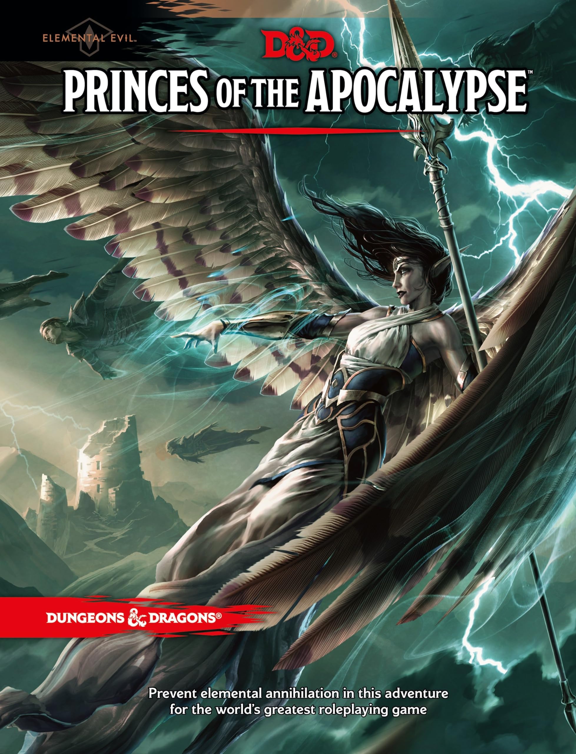 Dungeons & Dragons Princes of the Apocalypse cover art, epic fantasy adventure for your table.