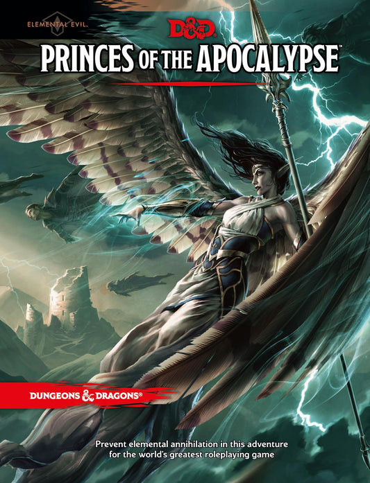 Dungeons & Dragons Princes of the Apocalypse cover art, epic fantasy adventure for your table.