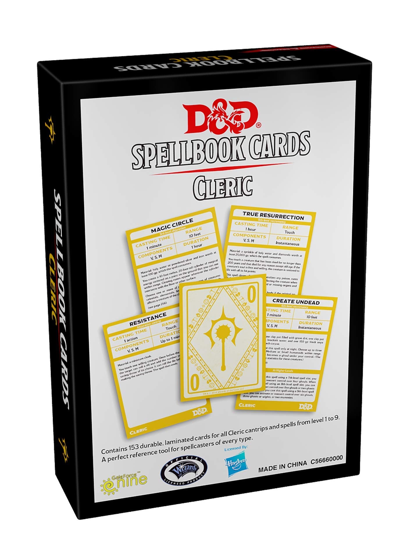 Dungeons & Dragons Spellbook Cards Cleric card back laminated with domain details.