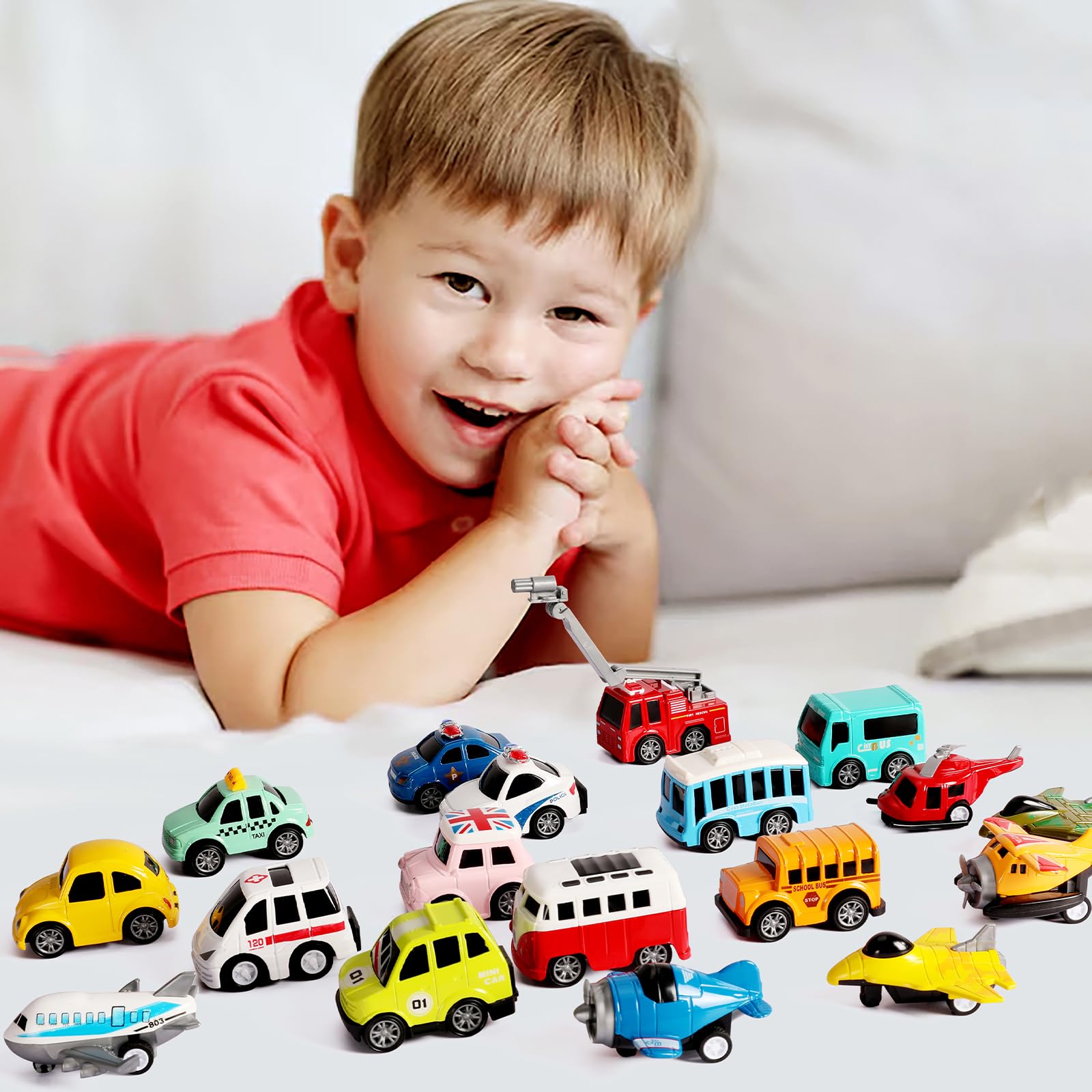 DUNRIOG mini metal cars and airplanes make a delightful party favor or gift.