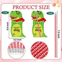 Dunzoom dinosaur valentines pencils with heart patterns for festive notes.