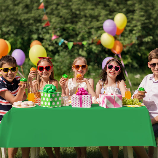 Dunzoom disposable green brown tablecloth design for quick cleanup after events.