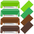 Dunzoom pixel gaming tablecloth in green and brown protecting a 54x108 inch table.