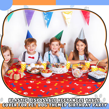 Dunzoom paw print tablecloth party decor ideal for pet birthdays.
