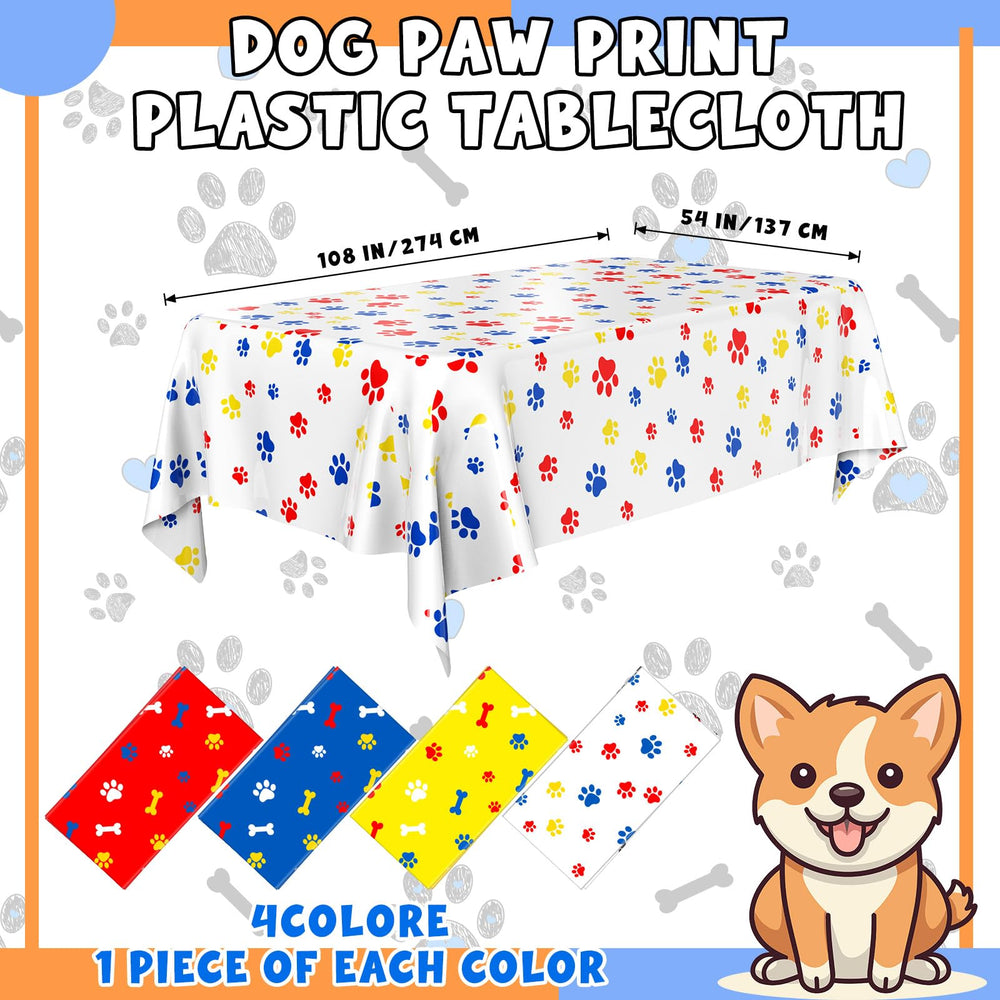 Dunzoom paw print tablecloth red, easy clean for celebrations and everyday meals.
