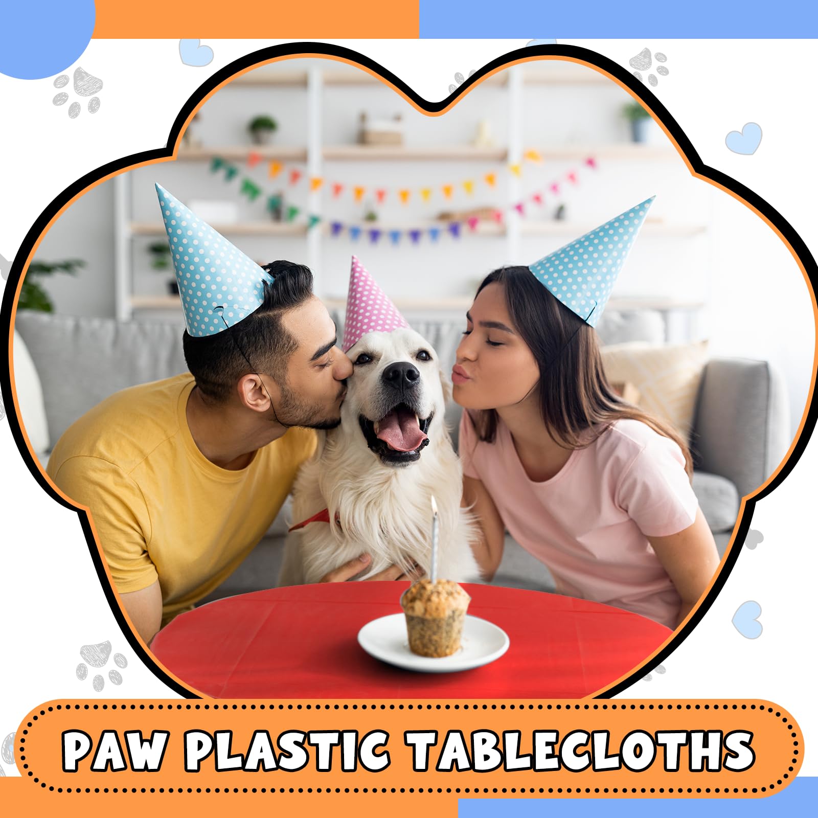 Dunzoom puppy paw print tablecloth red ideal for party setup and celebrations