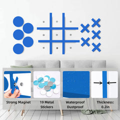 DUOLIYBC magnetic tic tac toe blue wall mount in use for family-friendly play.