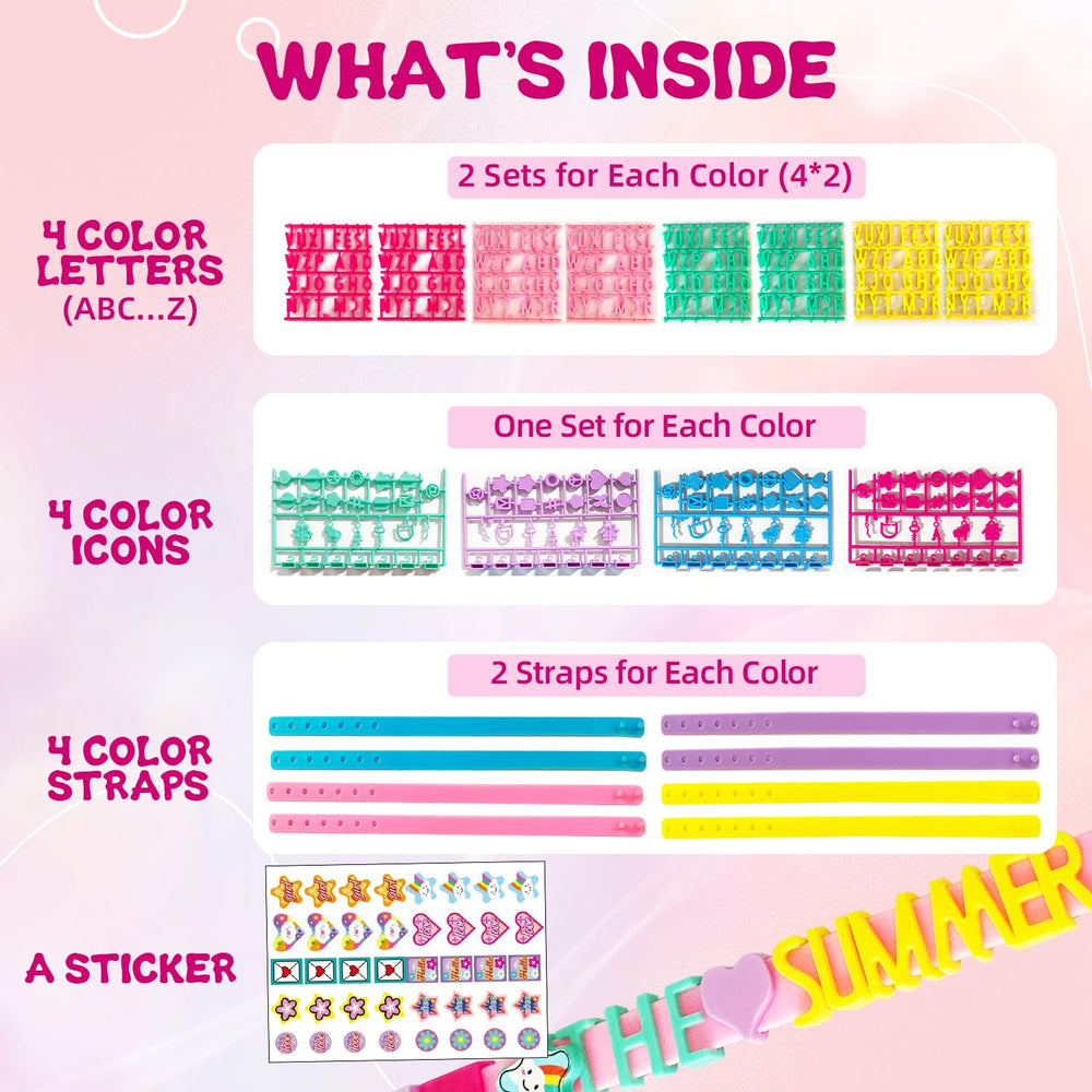 Dupamind letter beads in rose red, pink, green, and yellow for names