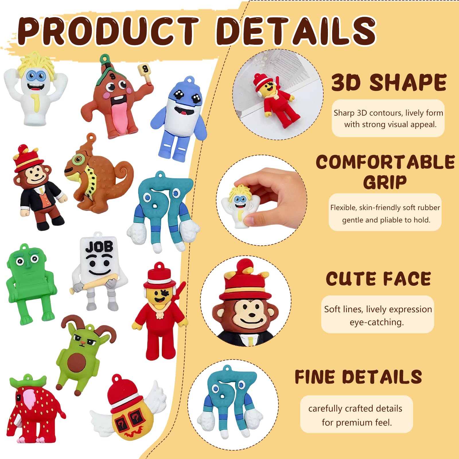 Durable Brainrot figures with easy-clean surfaces for everyday display.