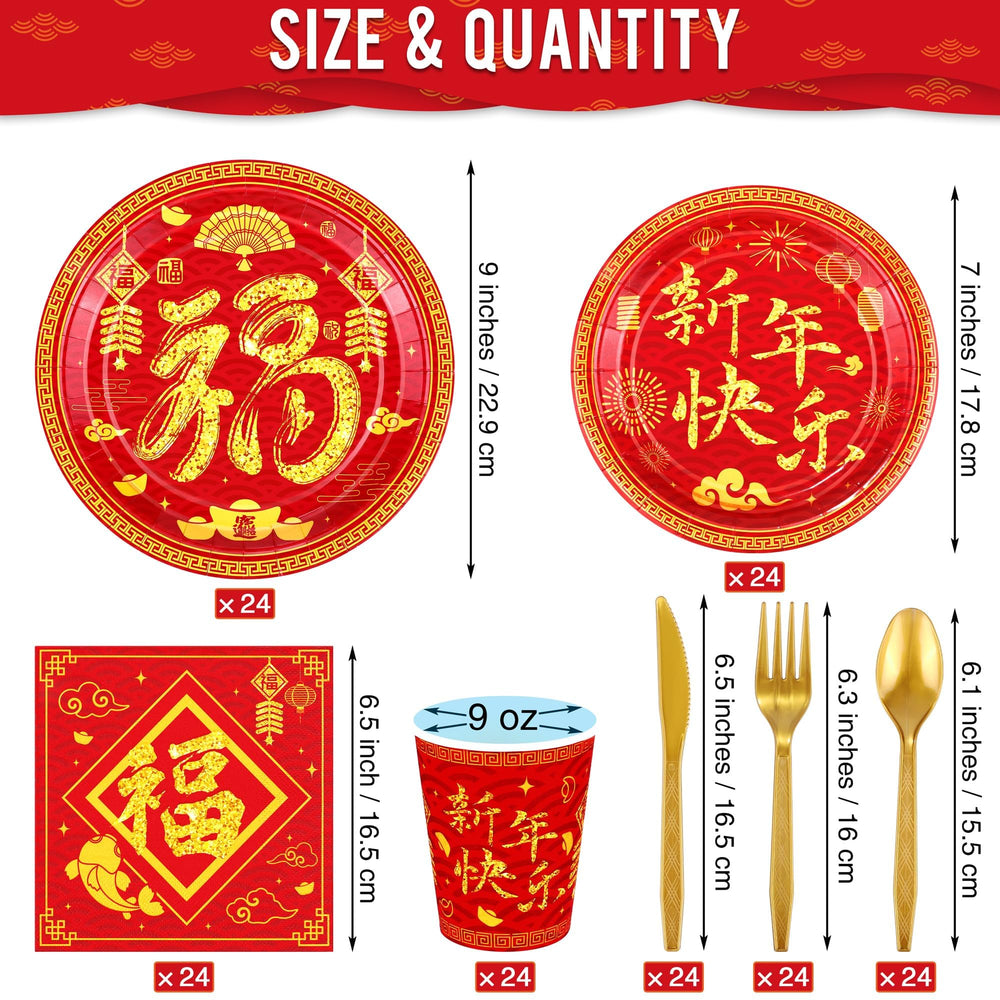 Durony 9-inch plates with festive red Spring Festival motifs