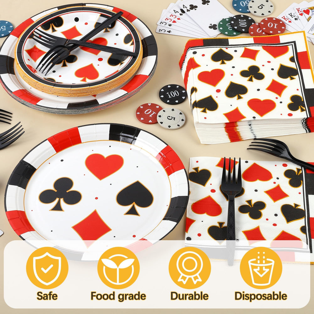 Durony casino theme forks provide sturdy plastic cutlery for party meals.