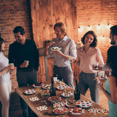 Durony casino theme packaging showing a 96-piece disposable party set.