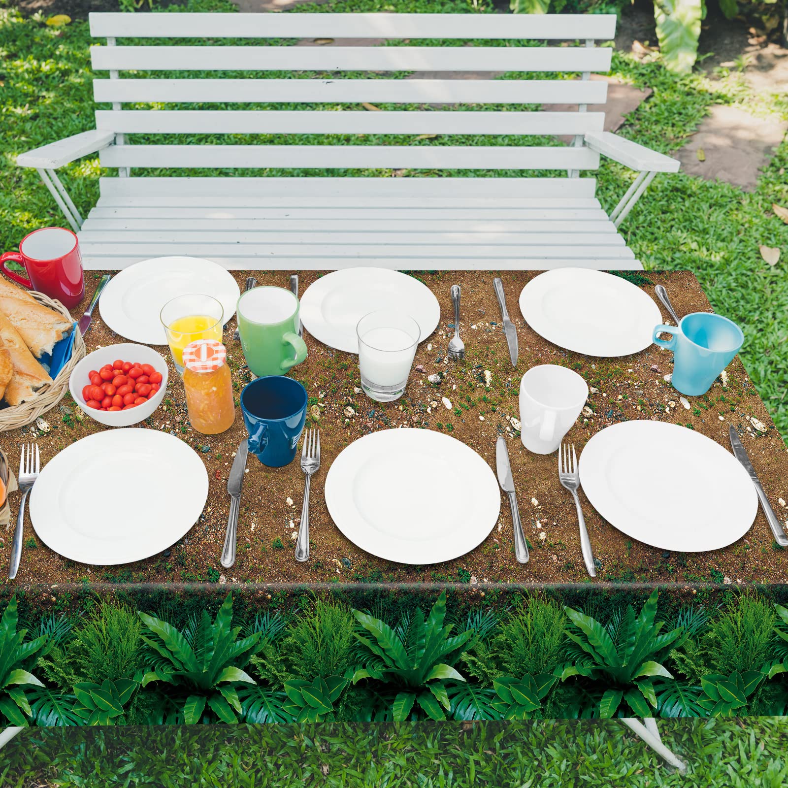 durony green safari table cover doubles as party decor and table protector