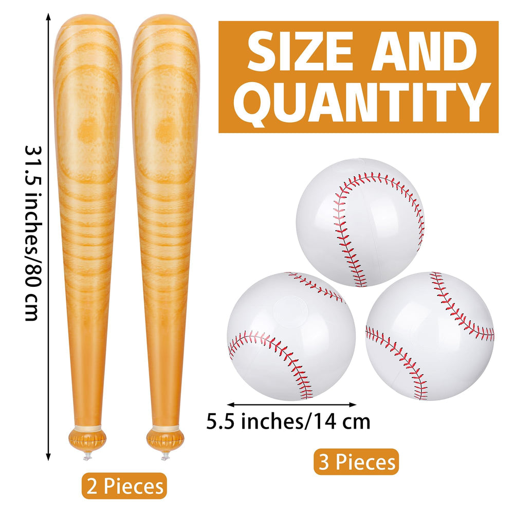 Durony inflatable baseballs, 5.5-inch diameter, ideal for poolside tossing.