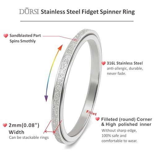 DURSI silver fidget ring in gift box highlighting premium packaging and ready gifting.