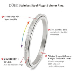 DURSI silver fidget ring in gift box highlighting premium packaging and ready gifting.
