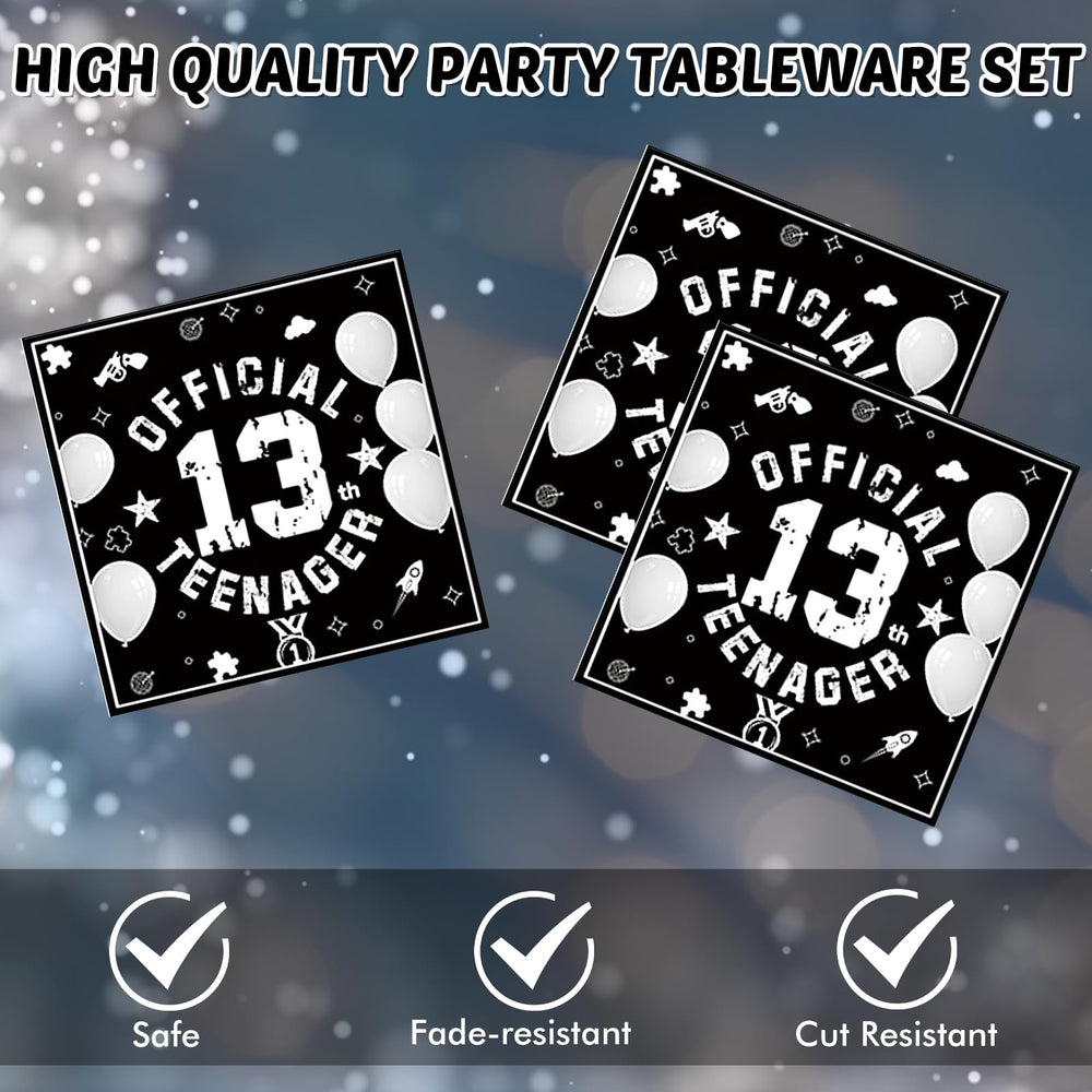 DURYGEN 13th birthday tableware highlights convenient disposable use.