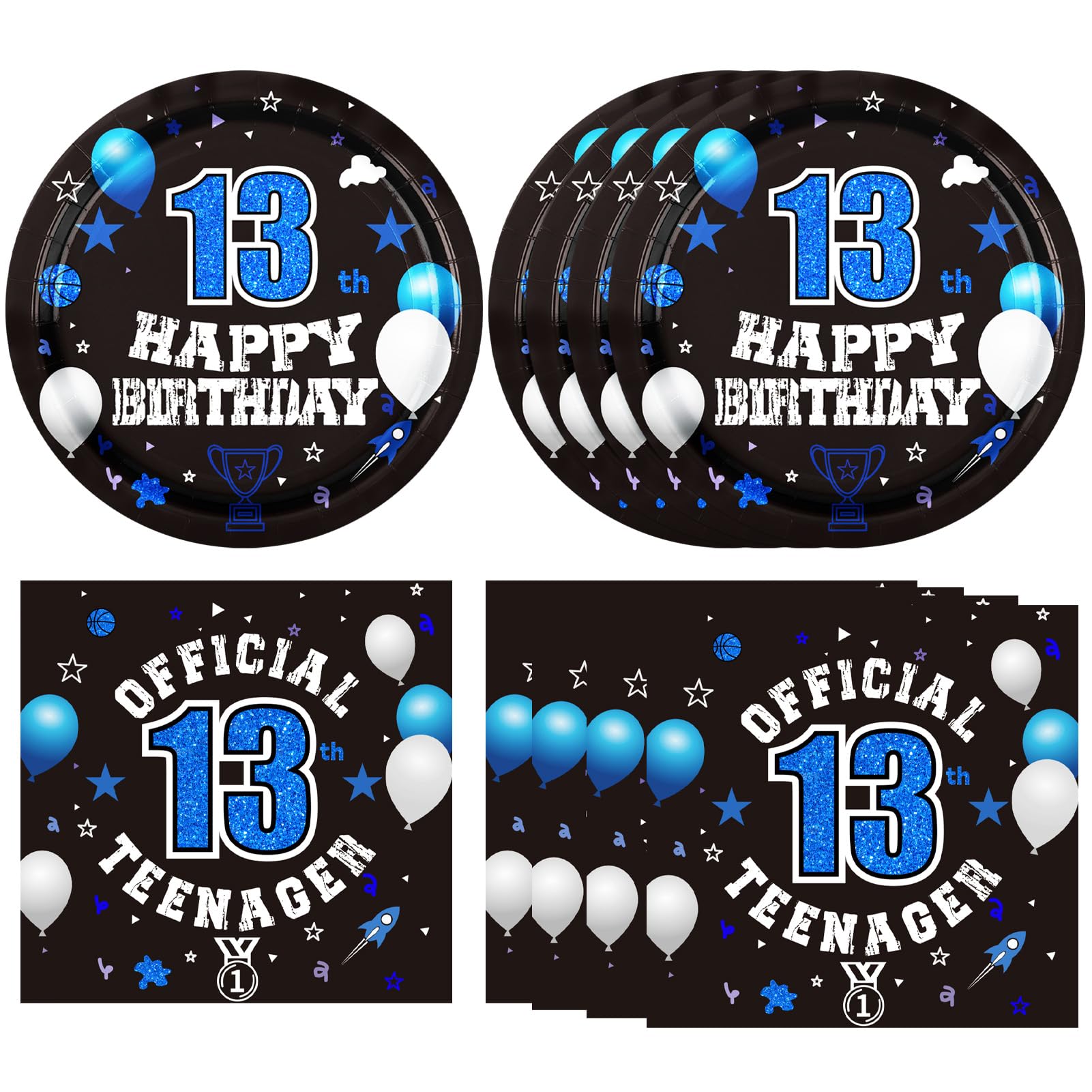 DURYGEN 40pcs 13th birthday plates for a stylish teen party setup