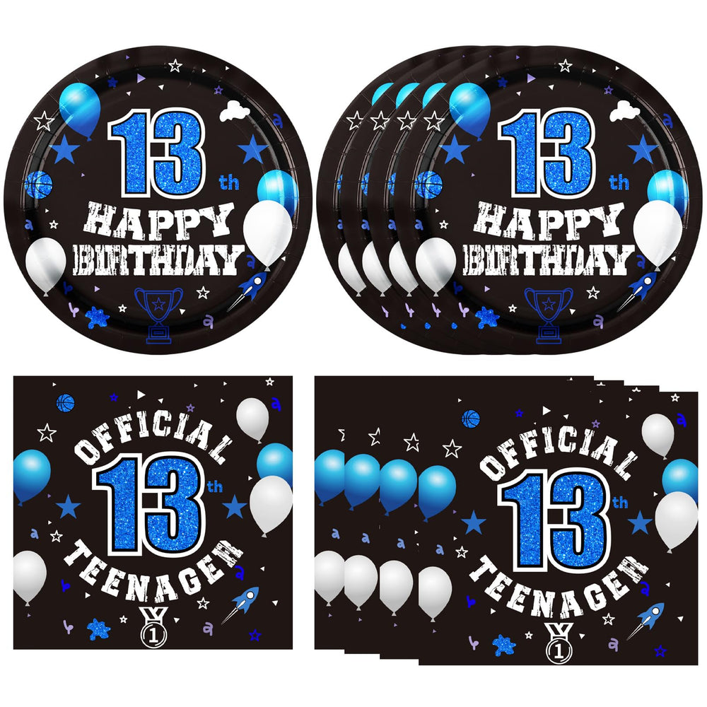 DURYGEN 40pcs 13th birthday plates for a stylish teen party setup
