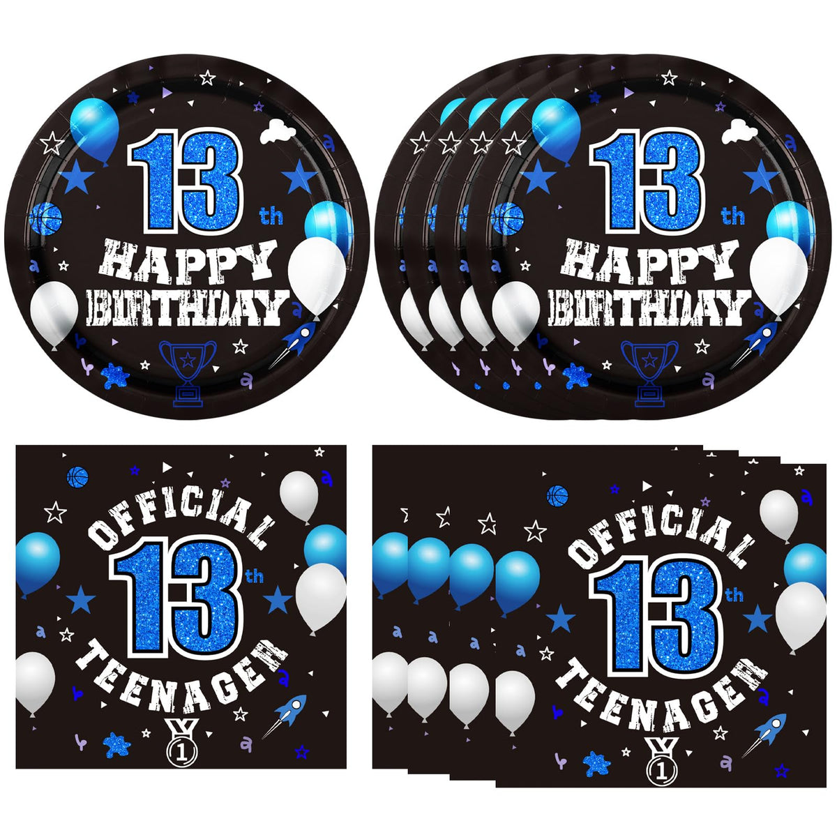 DURYGEN 40pcs 13th birthday plates for a stylish teen party setup