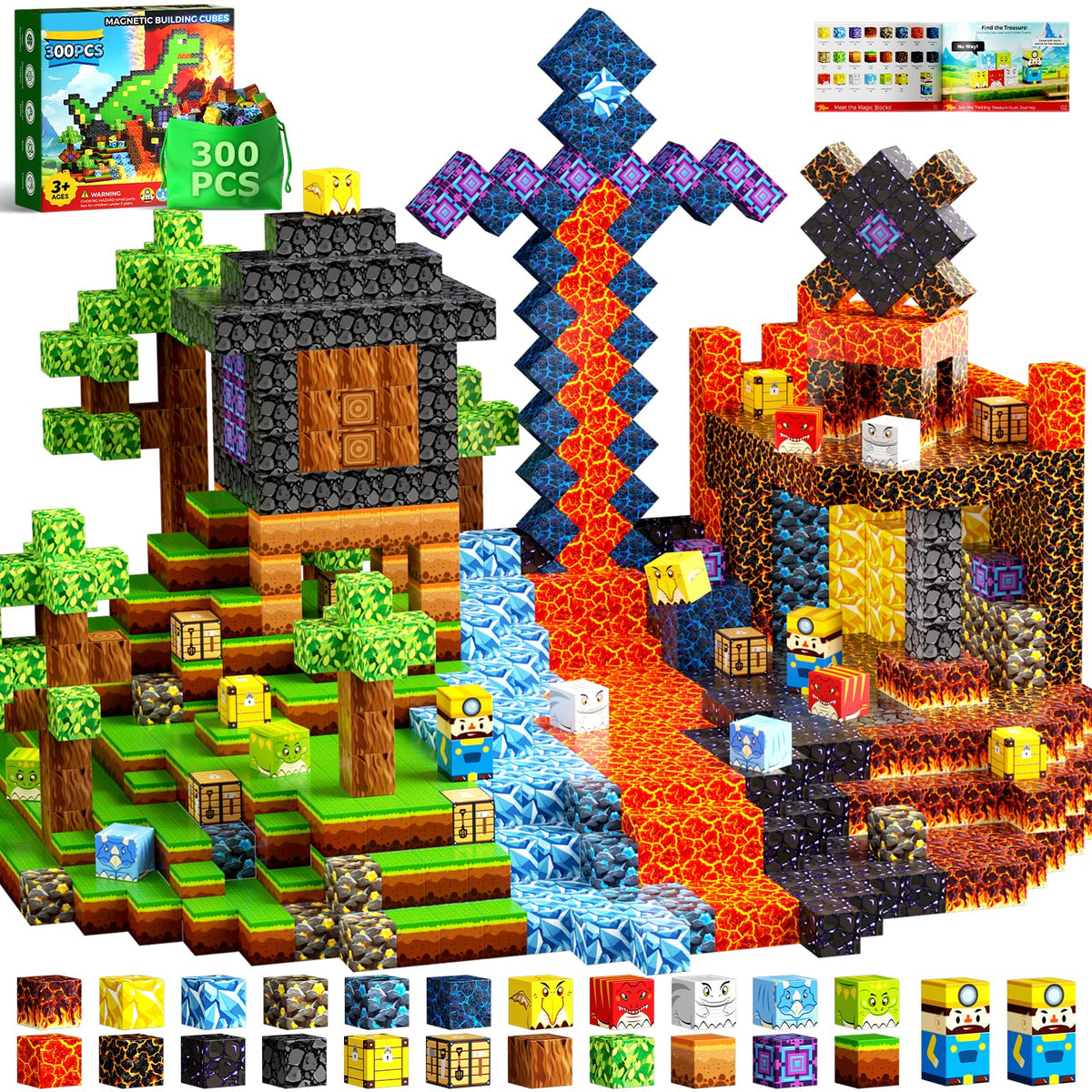 DUSFAN 300-piece magnetic blocks collection ready for open-ended building play