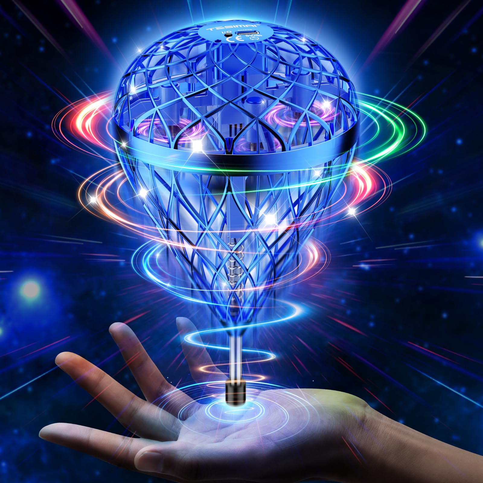 Dusfan AI Flying Orb Toy with LED lights for immersive visual flights.