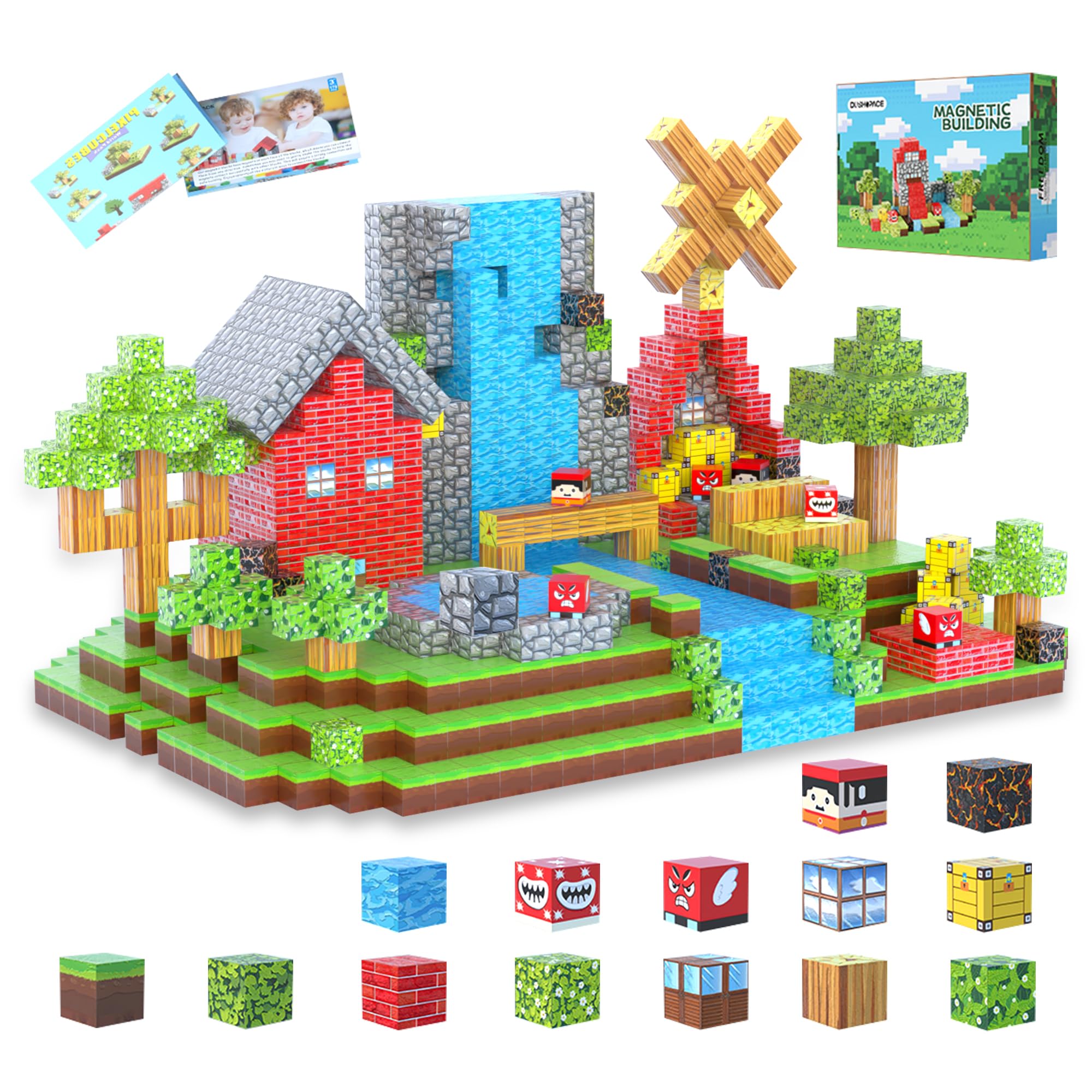 DUSH PACE 176pcs magnetic blocks form a colorful structure, boosting spatial thinking.
