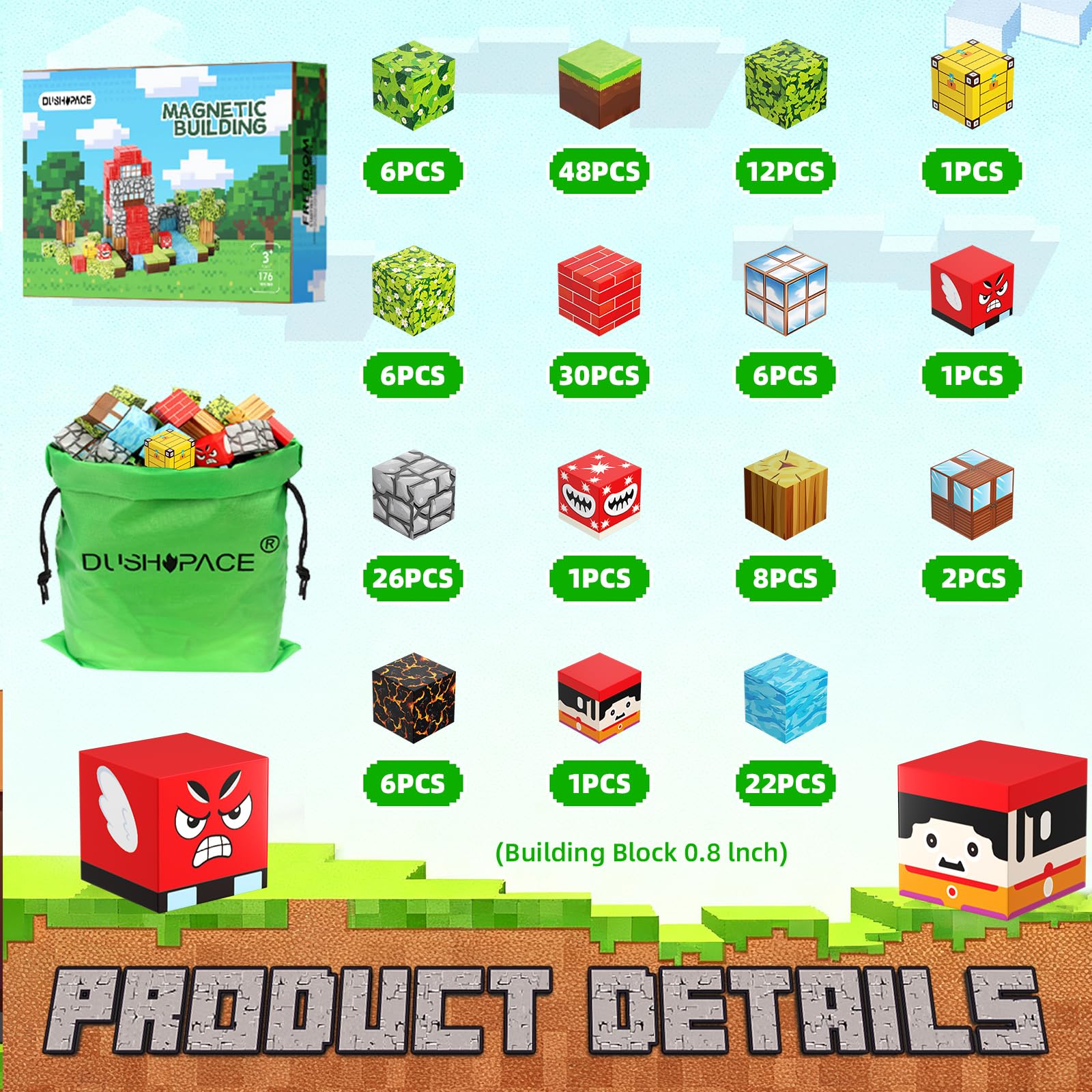 DUSH PACE magnetic tiles connect easily for quick, satisfying builds and hands-on STEM exploration.