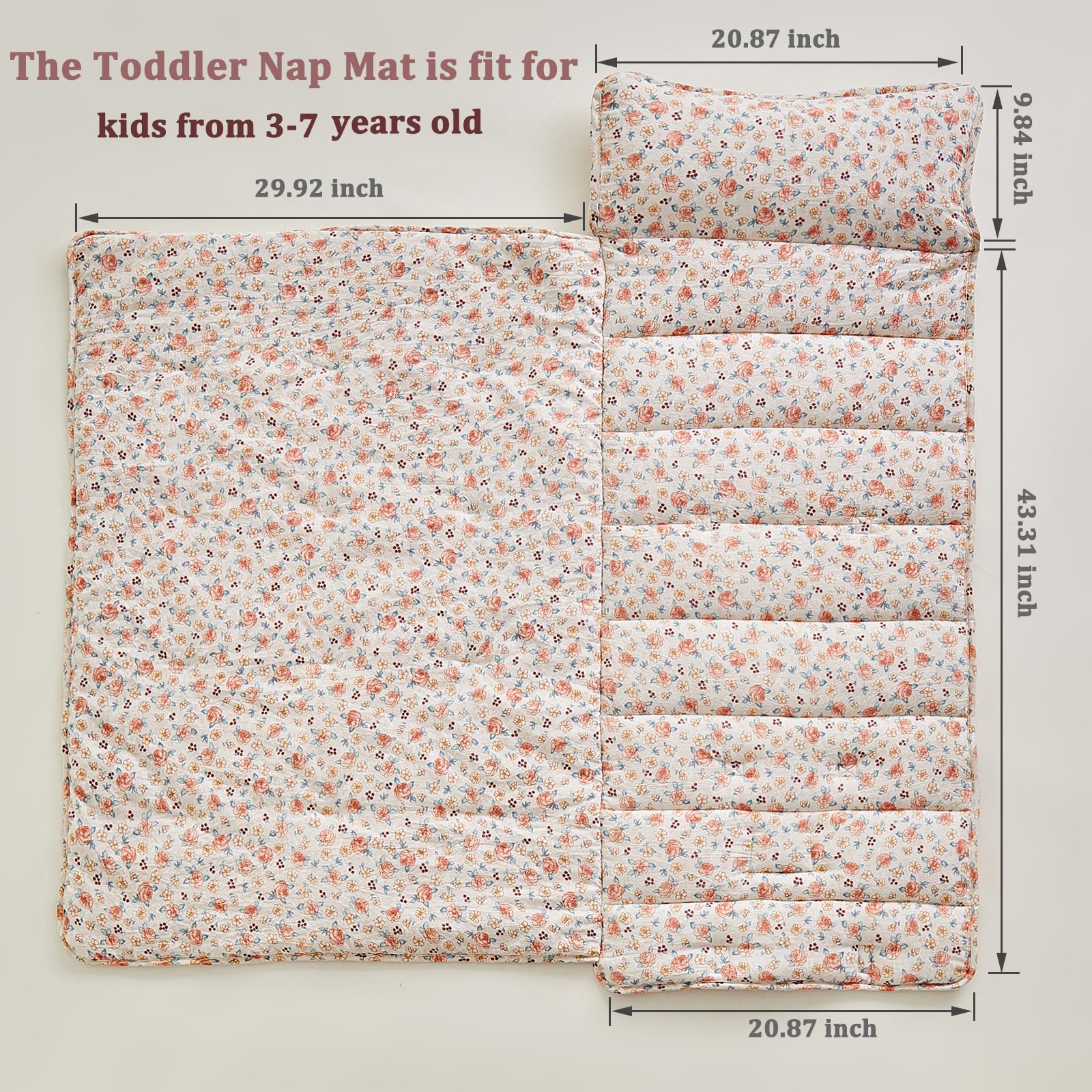 DuShow nap mat with pillow and blanket for cozy preschool rest.
