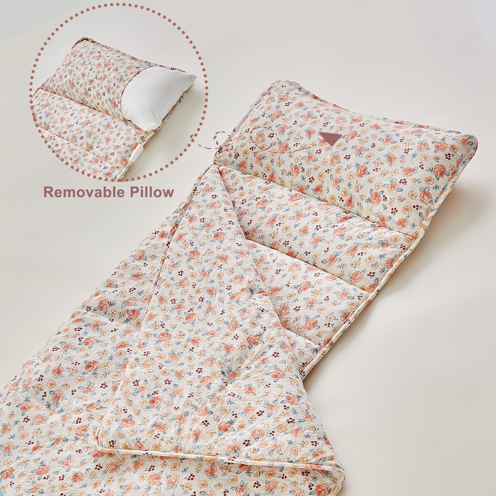 DuShow pink floral nap mat design adds cheerful nap time style.