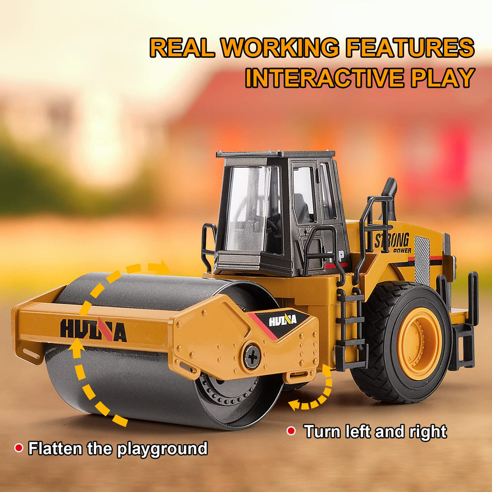 Duturpo road roller 1/40 scale front view with durable metal construction for indoor outdoor fun