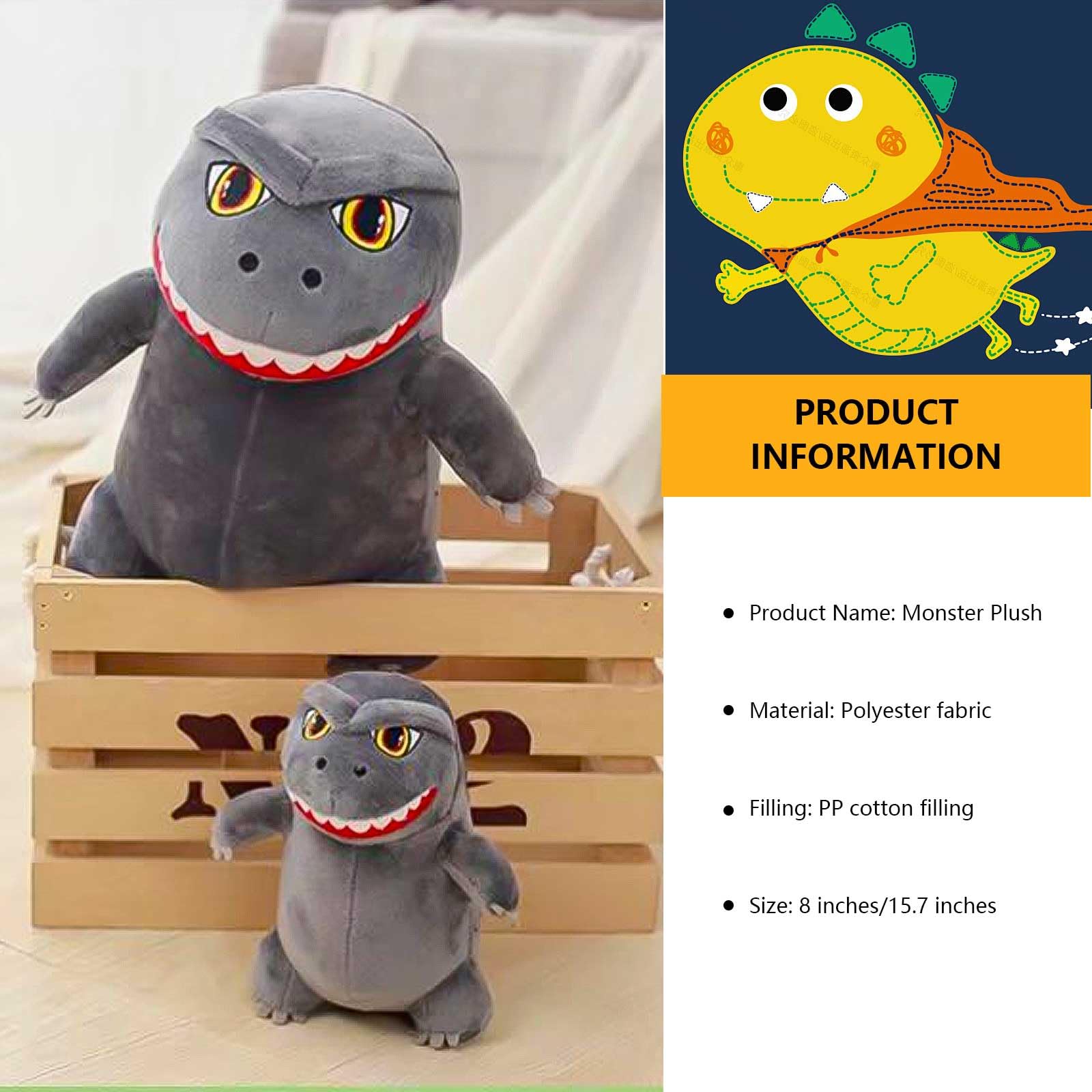 DUUGER dinosaur monster plush 15.7 inch large cuddly friend