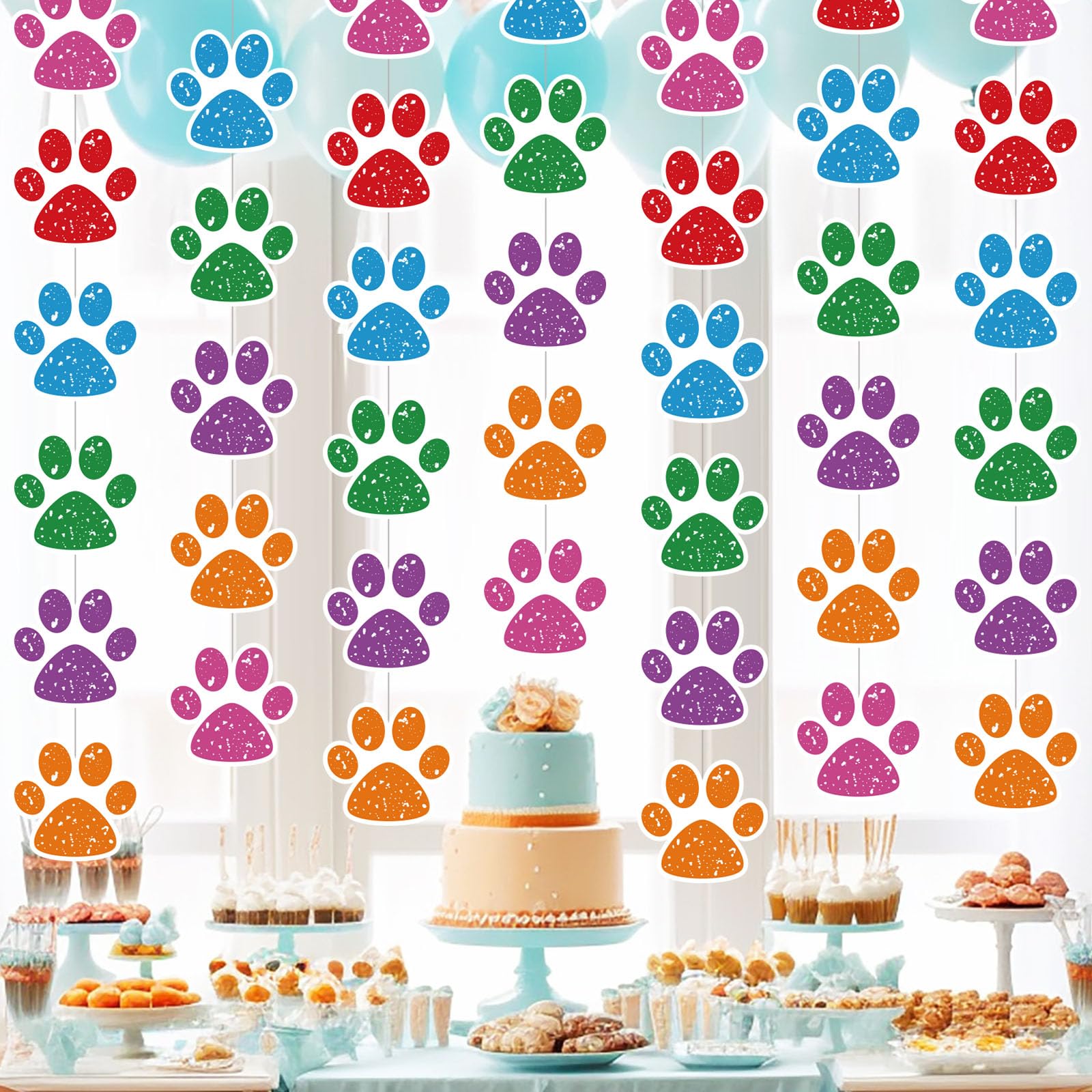 Duraaamo paw print garland creates a playful dog-themed vibe at gatherings.