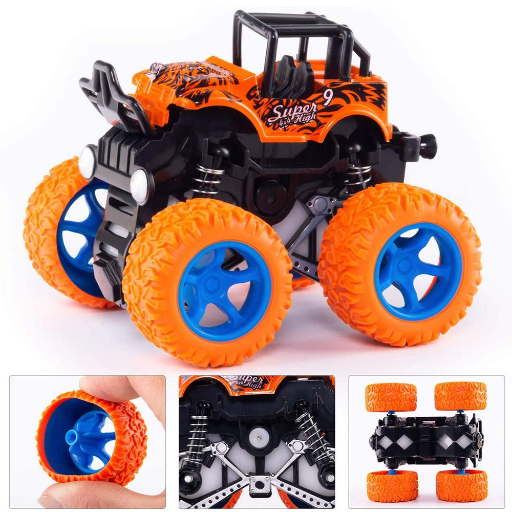 Duyfioa monster trucks pull-back action illustrating friction-powered movement