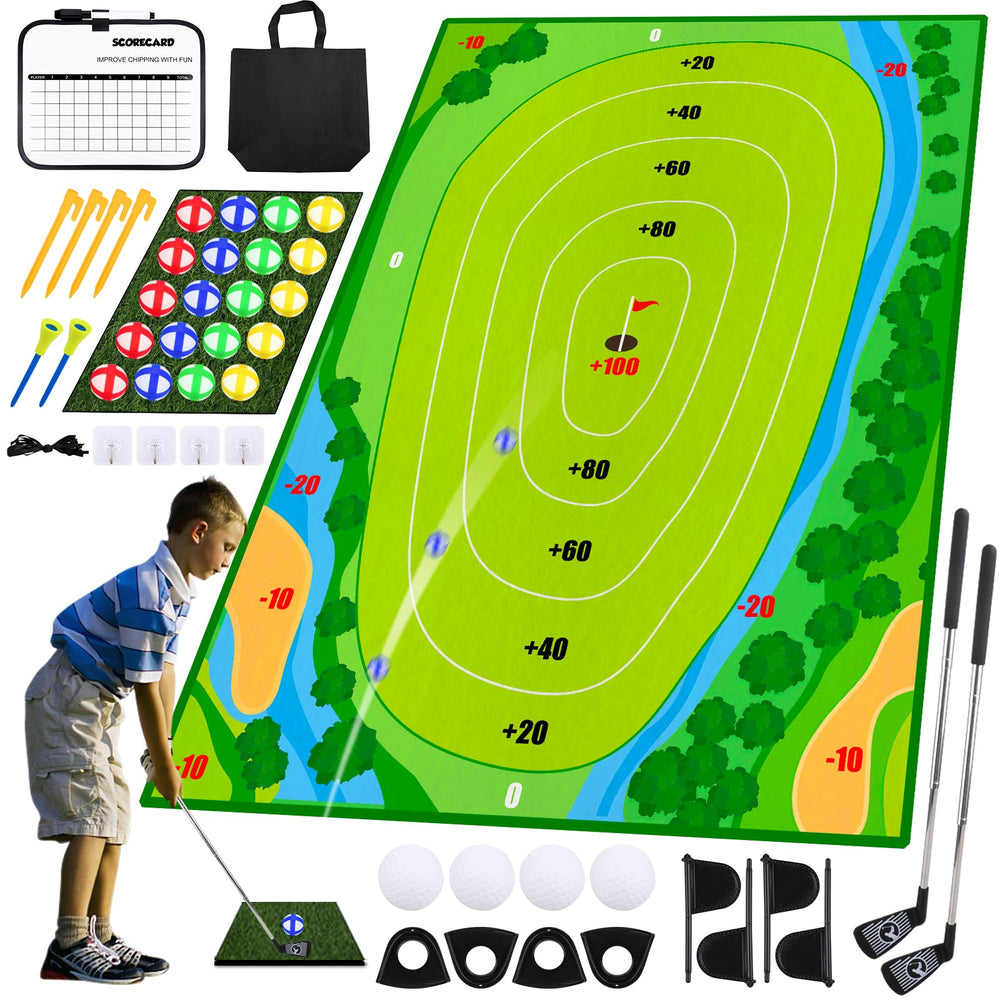 DUYOYU Golf Chipping Game green mat setup enables versatile practice sessions