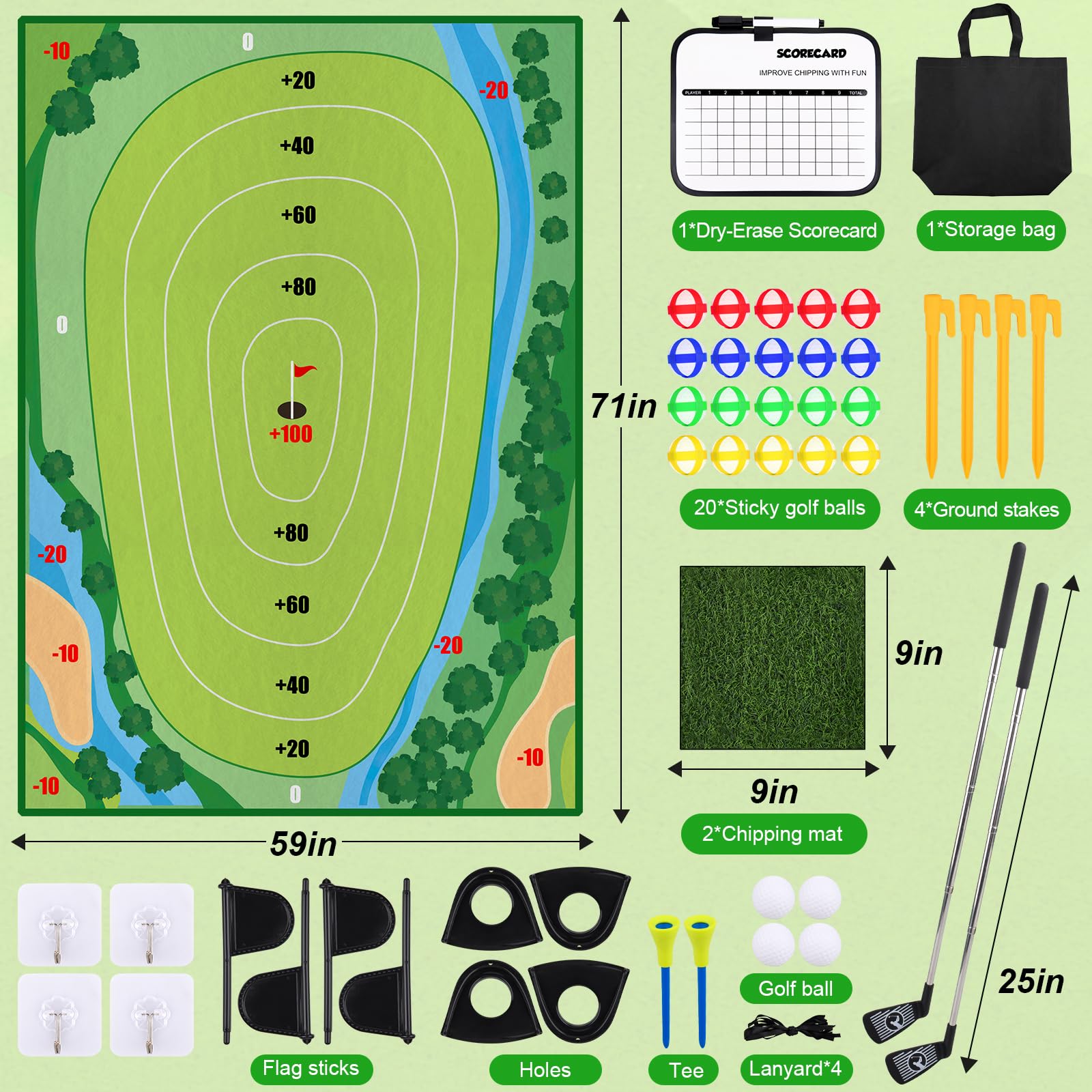 DUYOYU Golf Chipping Game velcro mat closeup showcases durable design
