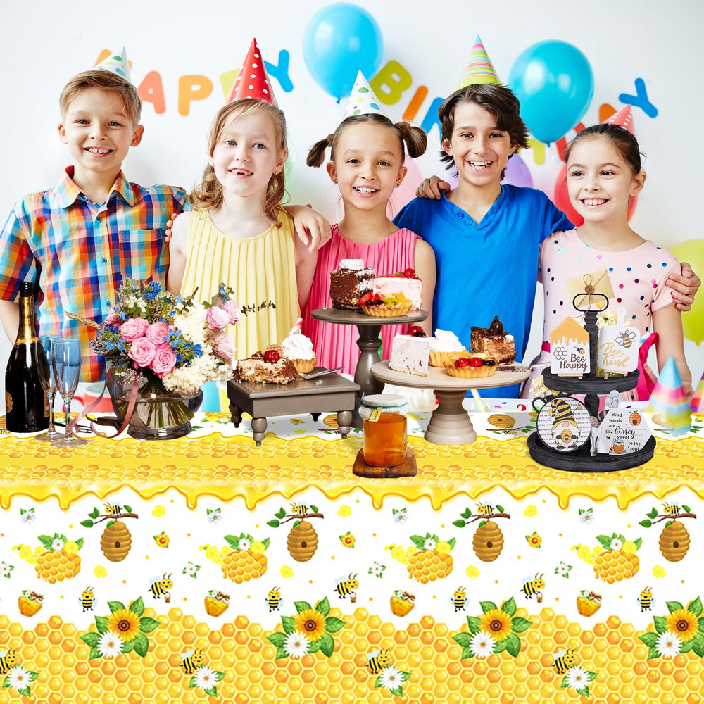 Dvaorc bee-pattern tablecloth flowers honey adds bright decor while protecting surfaces