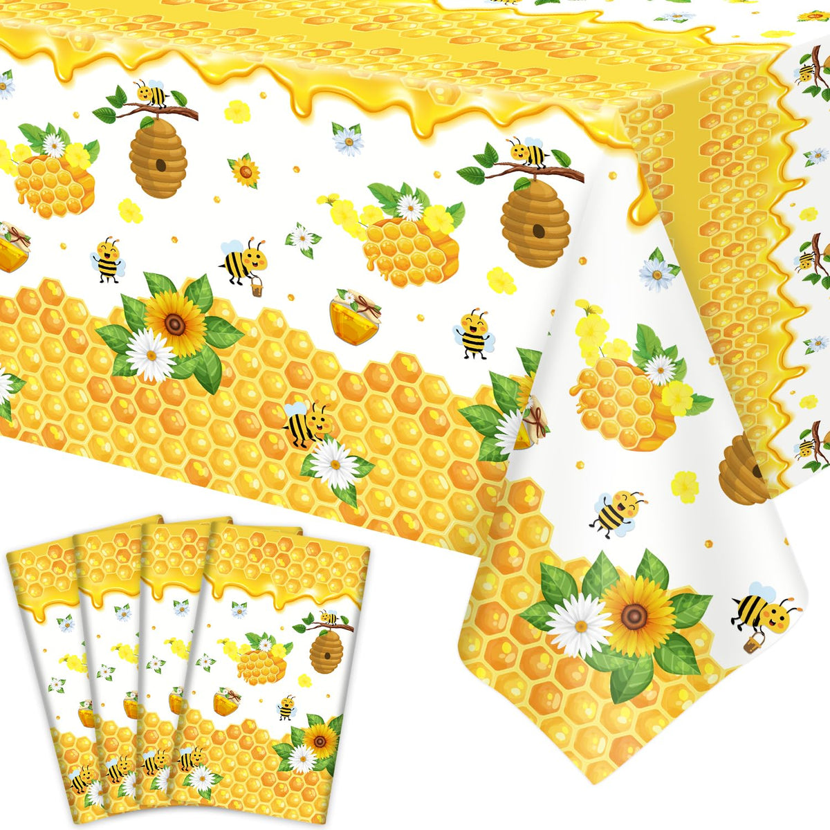 Dvaorc bee tablecloth rectangle 51x86 keeps tables clean during bee-themed parties